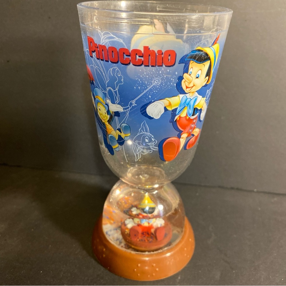 Disney Store Pinocchio & Jiminy Cricket Water Globe‎ Goblet Cup